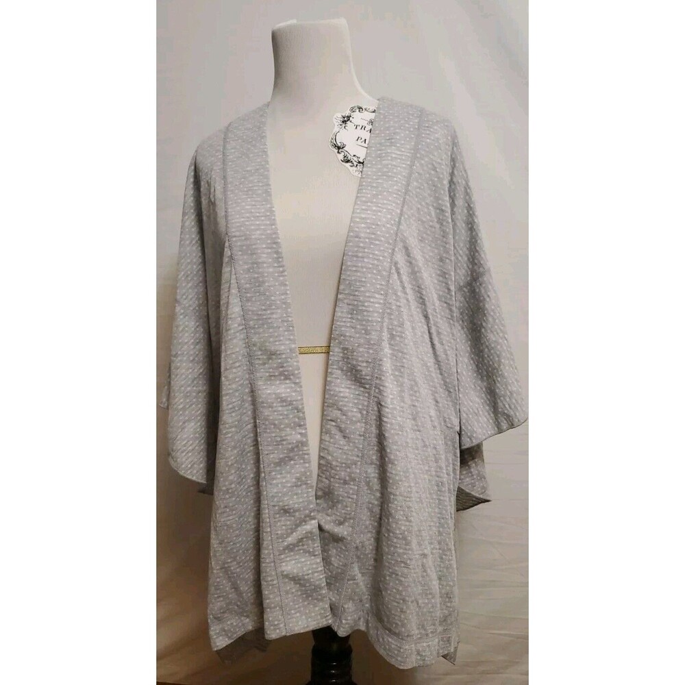 Cabi ATC Cape 5846 Gray Ivory Stripe Polka Dot Sweater Jacket Size M/L